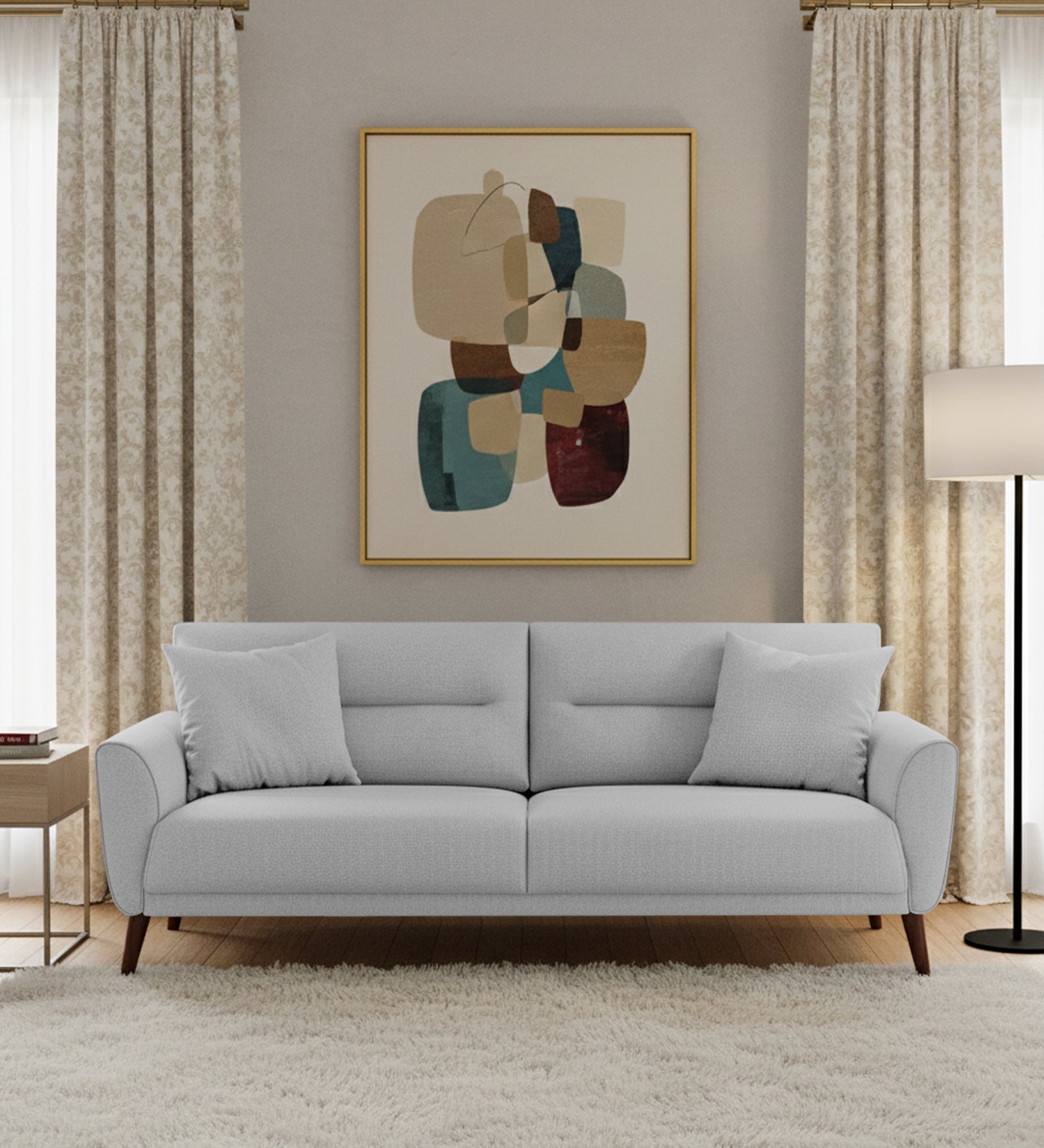 Castro Fabric 3 Seater Sofa In Lit Grey Colour