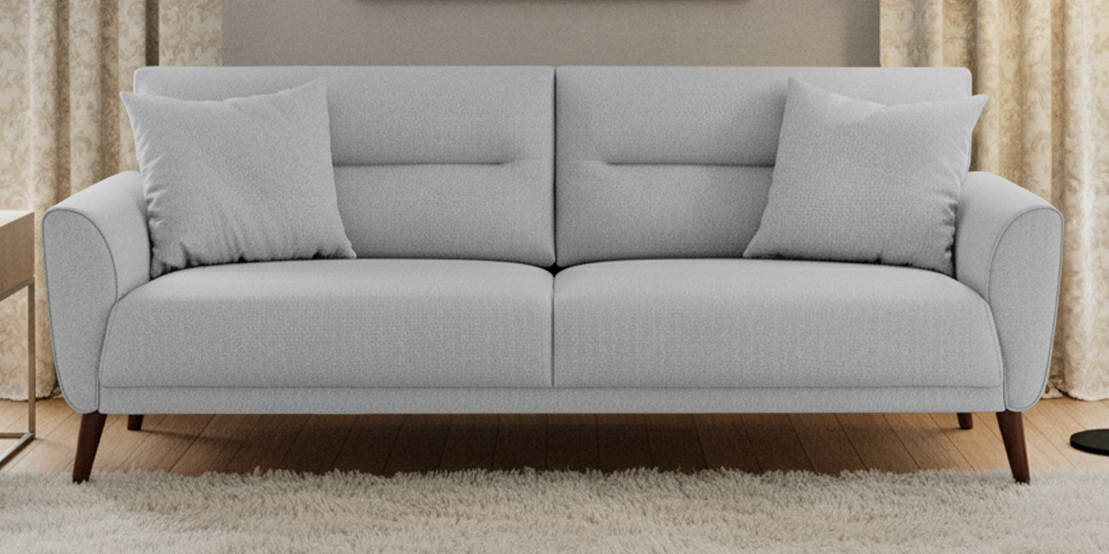 Castro Fabric 3 Seater Sofa In Lit Grey Colour