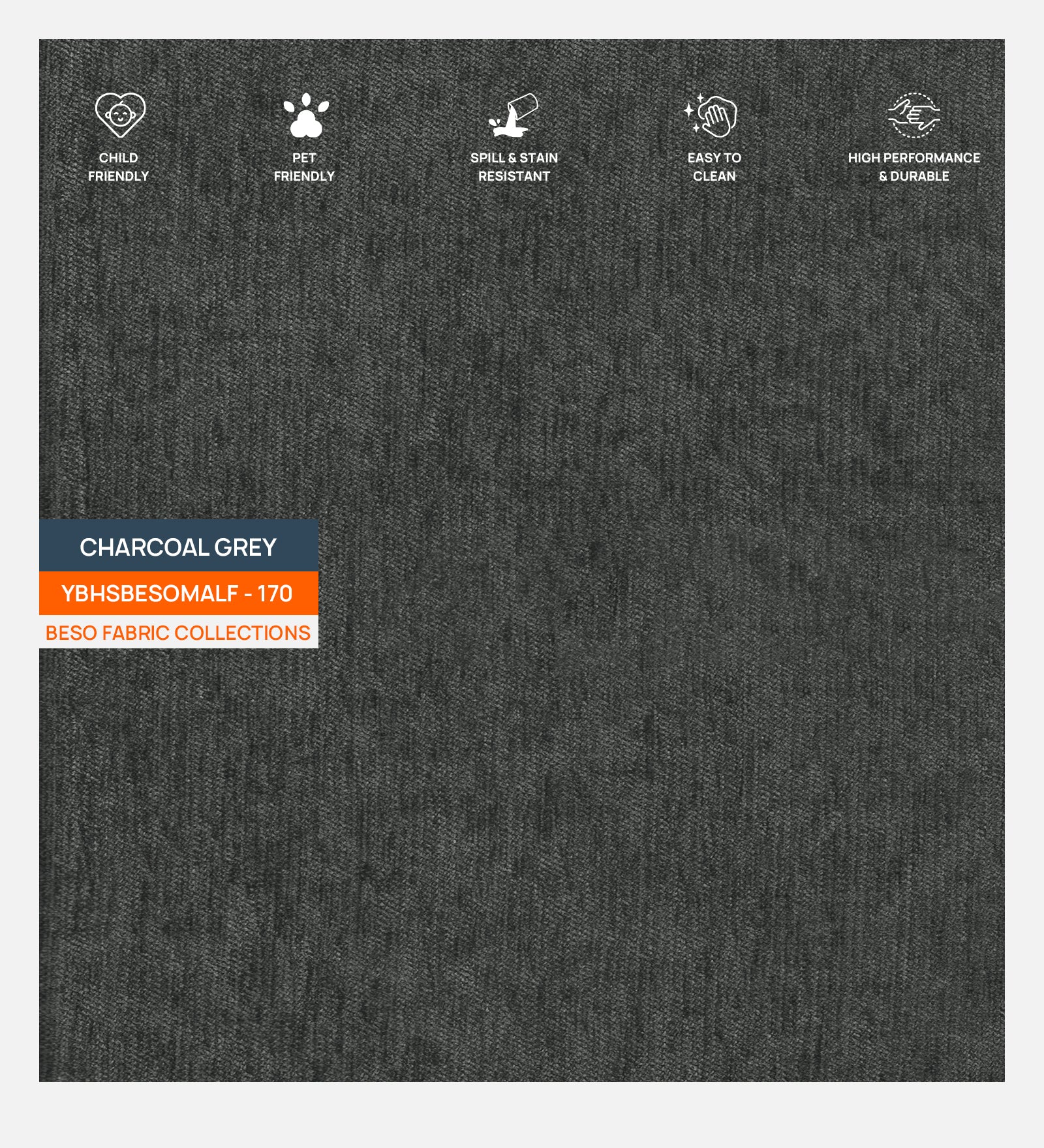 Casper Fabric 1 Seater Sofa In Charcoal Grey Colour - Febonic Living