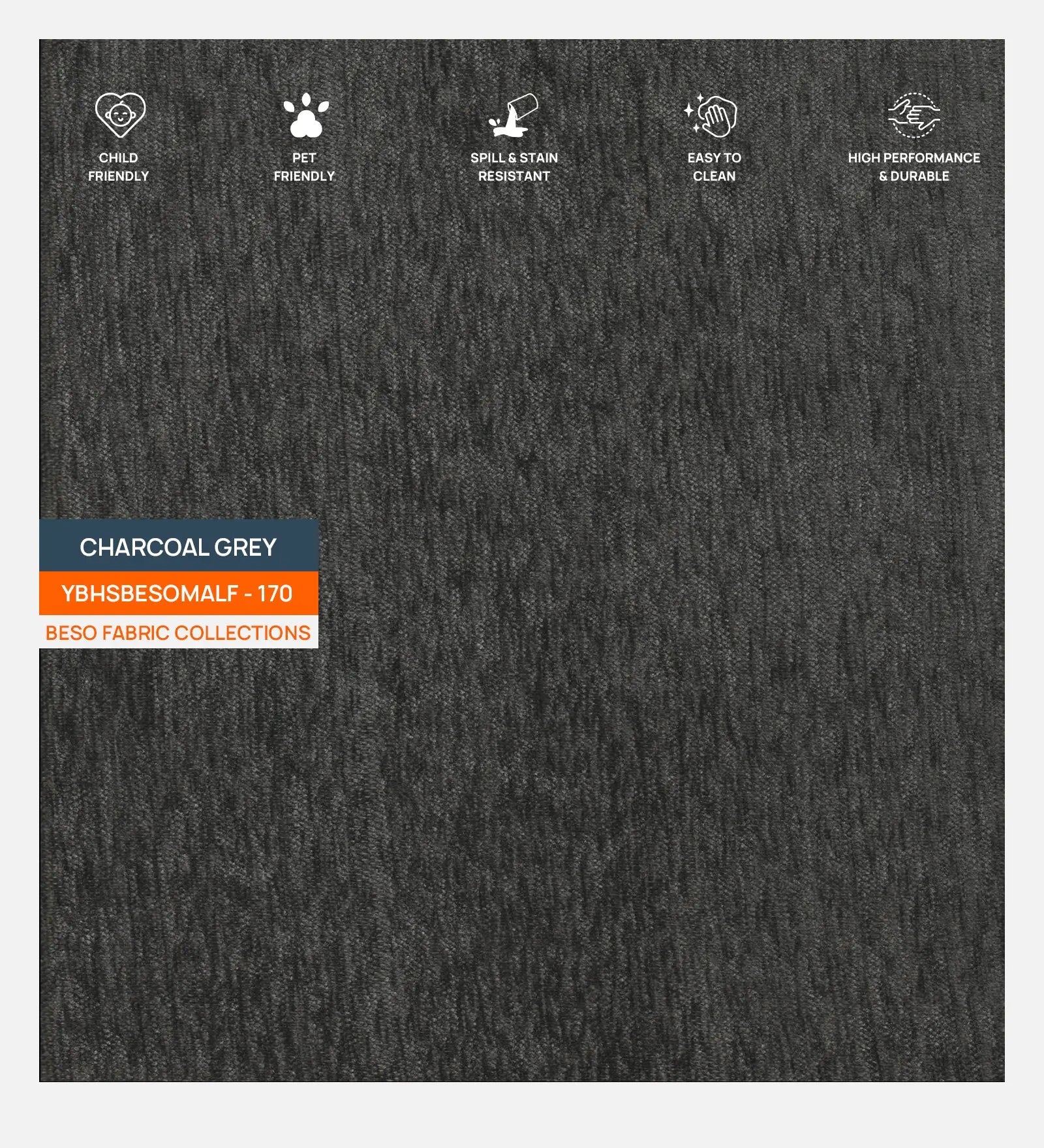 Lipu Fabric 1 Seater Sofa In Charcoal Grey Colour Febonic Living