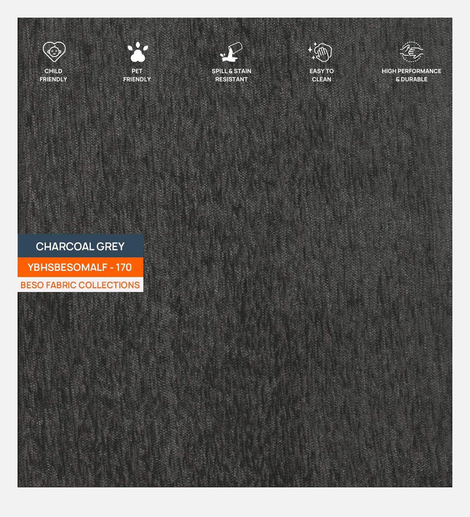 Nory Fabric Wing Chair In Charcoal Grey Colour - Febonic Living