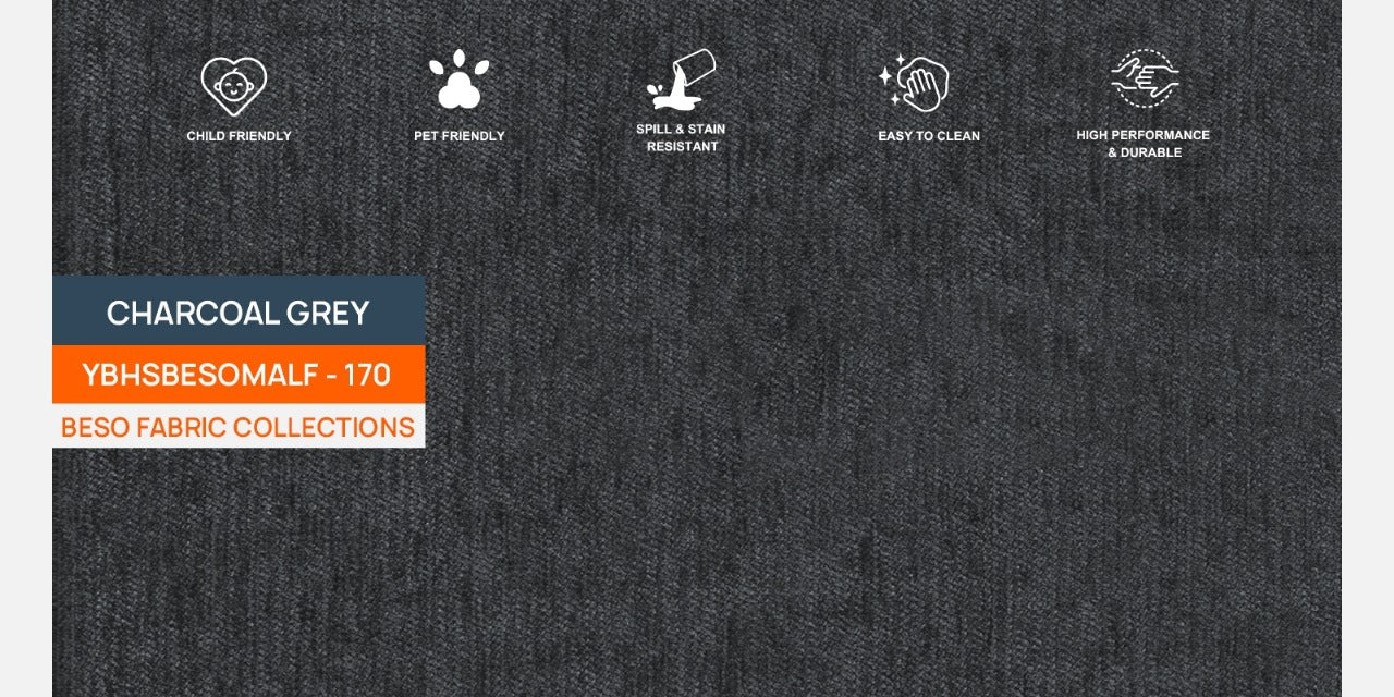 Noha Fabric 3 Seater Sofa In Charcoal Grey Colour - Febonic Living