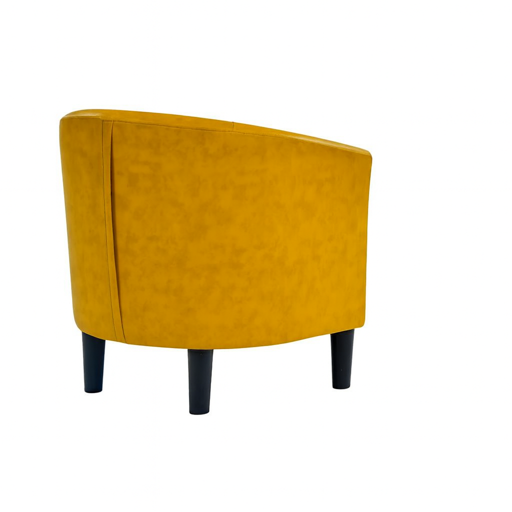 Lovida Leatherette Barrel Chair In Bold Yellow Colour