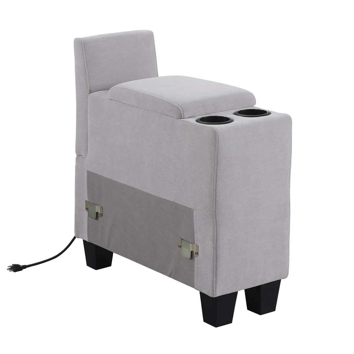 Tryston Fabric Corner Sofa With Storage Ottoman In Lit Grey Colour