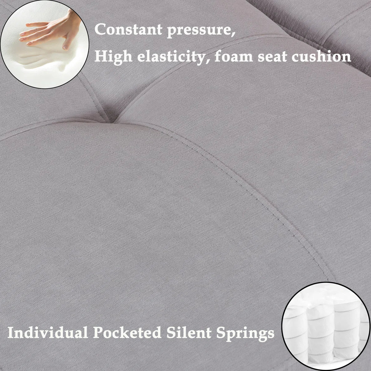 Tryston Fabric Corner Sofa With Storage Ottoman In Lit Grey Colour