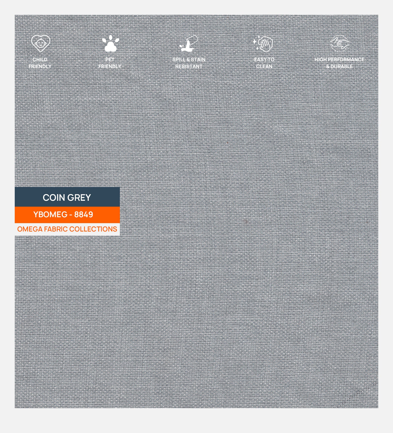 Coin Grey Omega Poly Cotton Fabric
