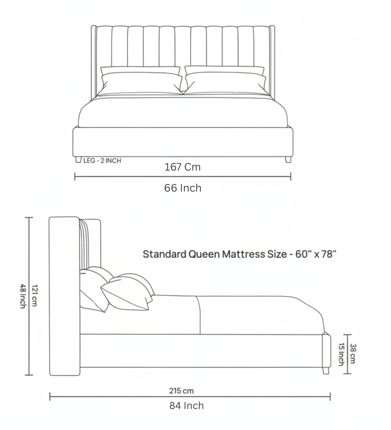 Colina Upholstered Fabric Queen Size Bed - Olive Green (Box Storage)