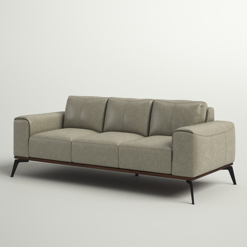 Conley Leatherette 3 Seater Sofa In Ash Green Colour - Febonic Living
