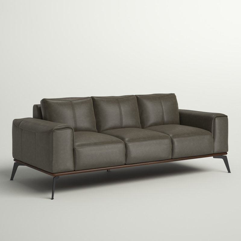 Conley Leatherette 3 Seater Sofa In Grey Colour - Febonic Living