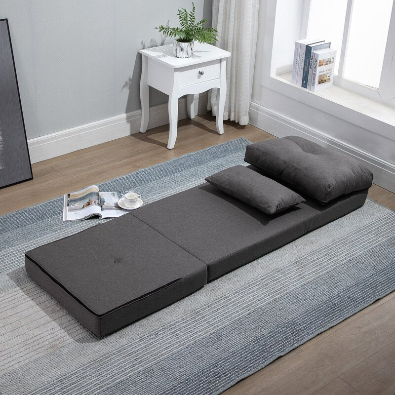 Cross Fabric 1 Seater Foldable Sofa Bed In Sudo Grey Colour - Febonic Living