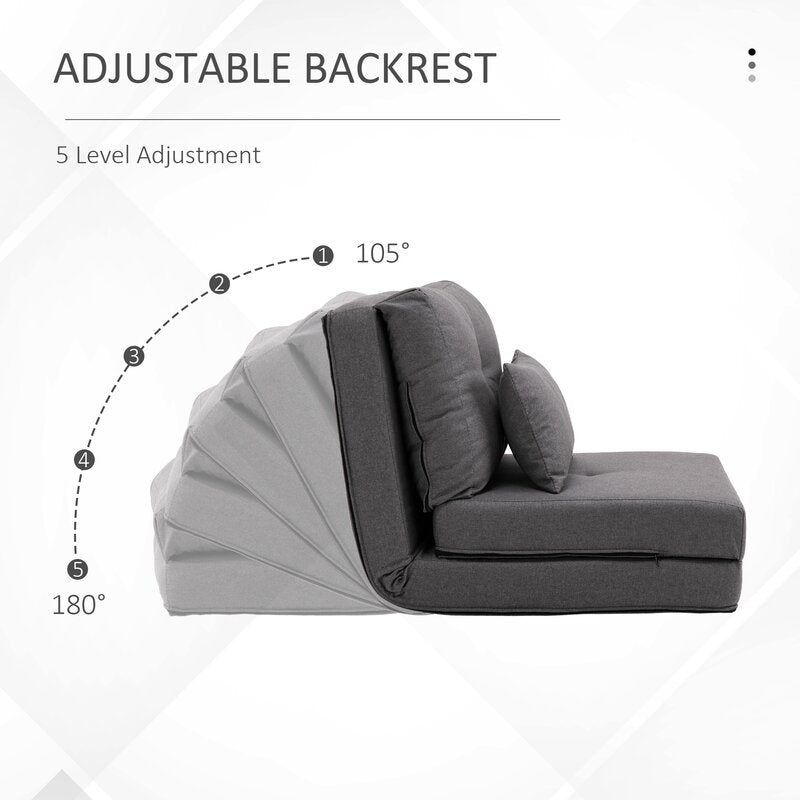 Cross Fabric 1 Seater Foldable Sofa Bed In Sudo Grey Colour - Febonic Living