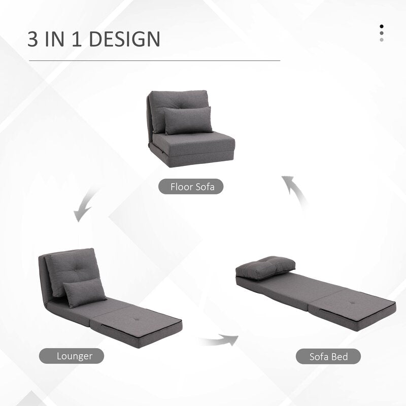 Cross Fabric 1 Seater Foldable Sofa Bed In Sudo Grey Colour - Febonic Living
