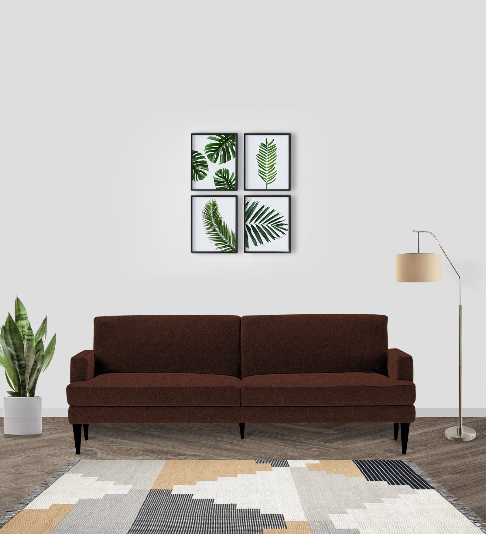 Zoya Fabric 3 Seater Convertible Sofa Cum Bed In Coffee Brown Colour - Febonic Living