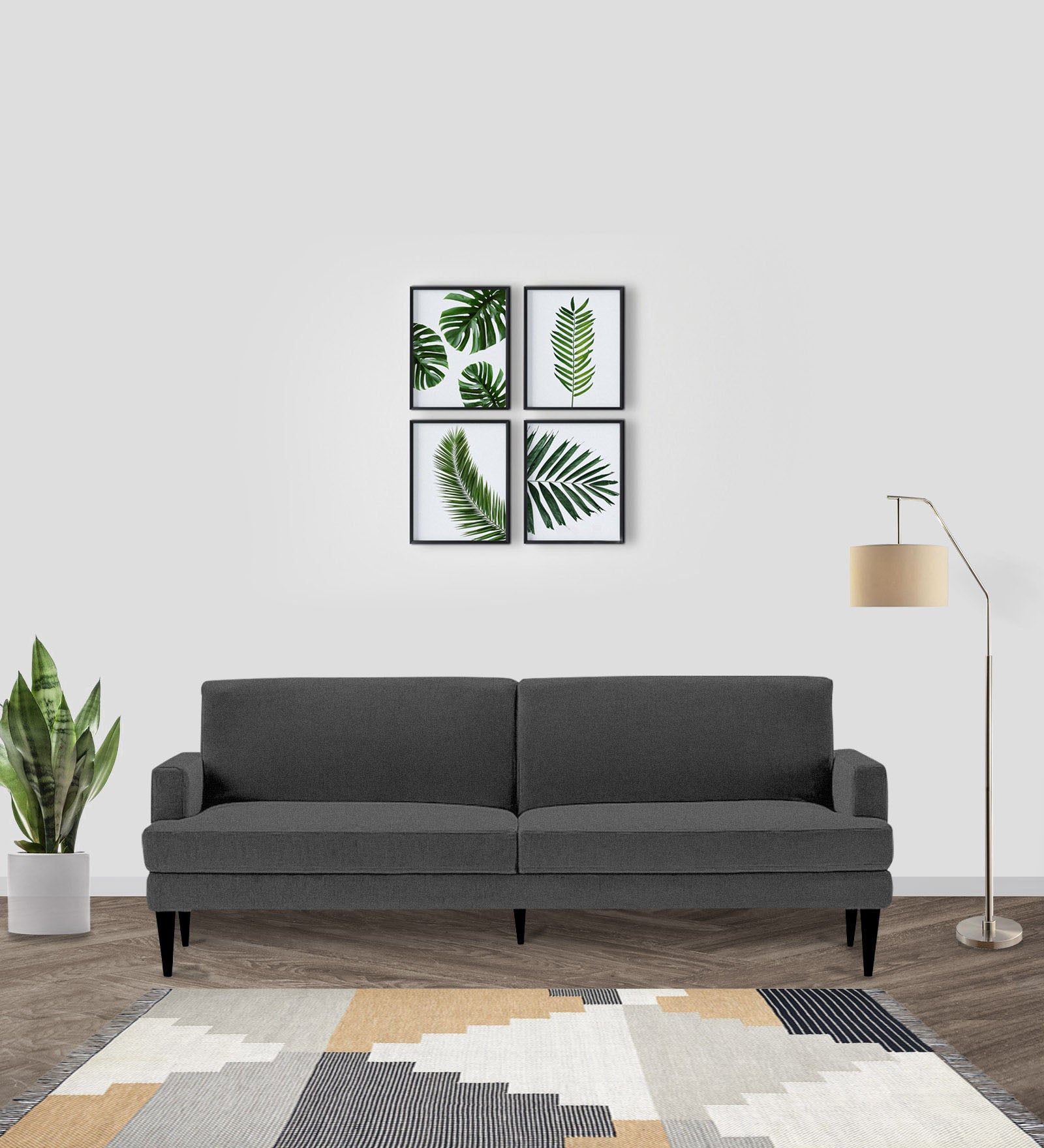 Zoya Fabric 3 Seater Convertible Sofa Cum Bed In Charcoal Grey Colour - Febonic Living