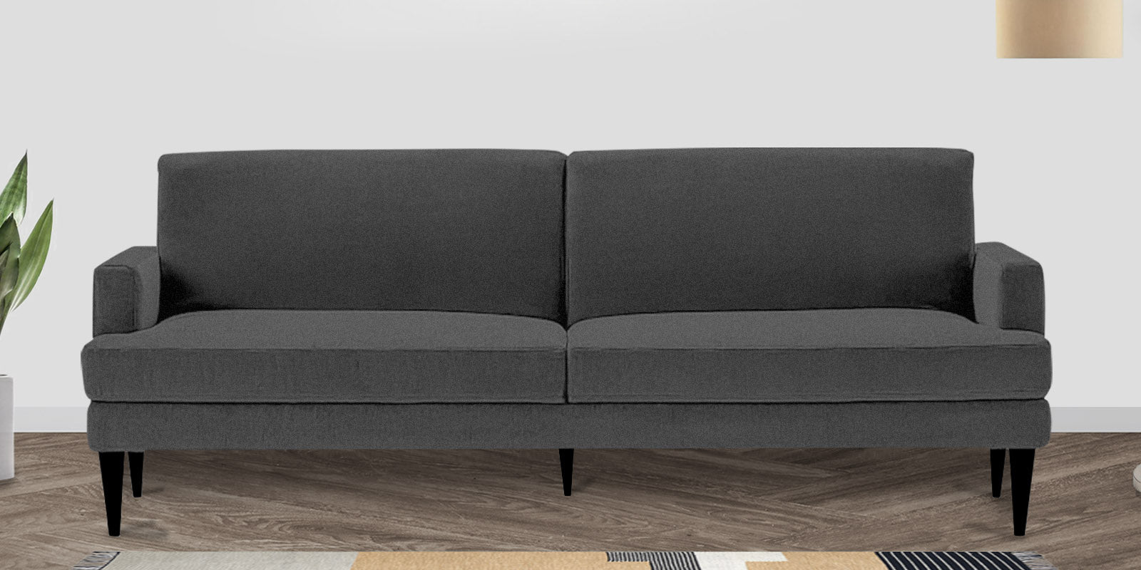 Zoya Fabric 3 Seater Convertible Sofa Cum Bed In Charcoal Grey Colour - Febonic Living