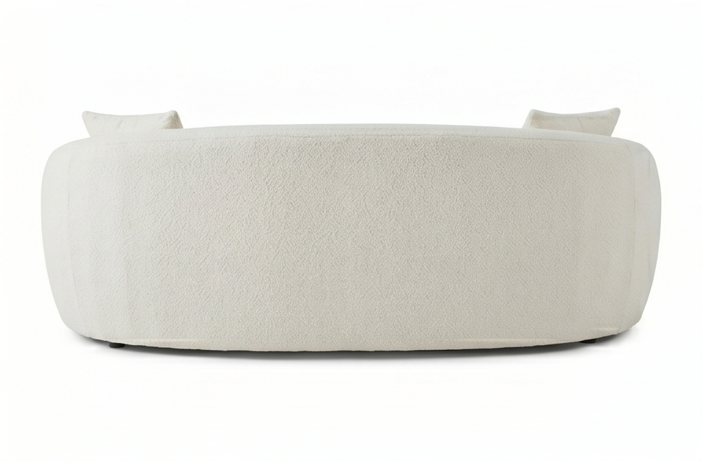 Cosmo 4 Seater Curved Boucle Fabric Sofa - Boucle White