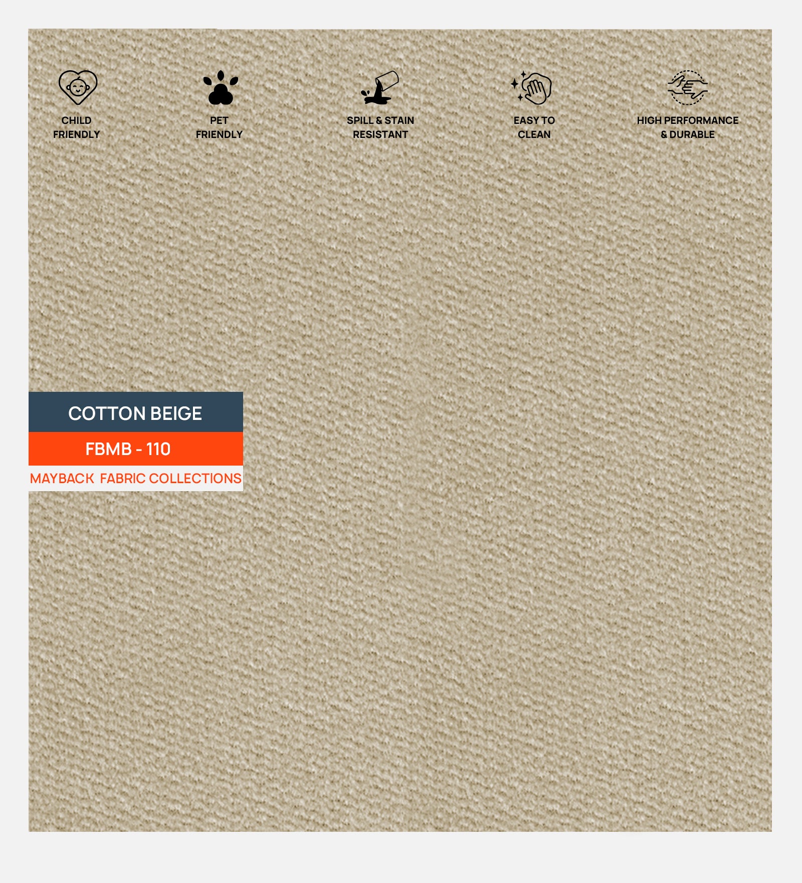 Oven Suede Fabric Cotton Beige 110 Code - Febonic Living