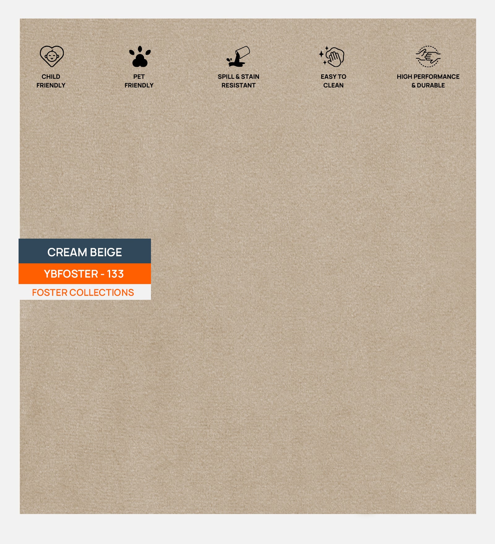 Velvet Foster Fabric Cream Beige 133 Code - Febonic Living