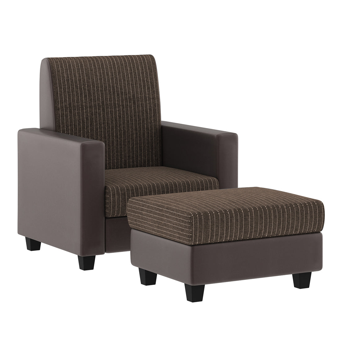 Baley Fabric Barrel Chair With Ottoman In Lama Brown Colour - Febonic Living