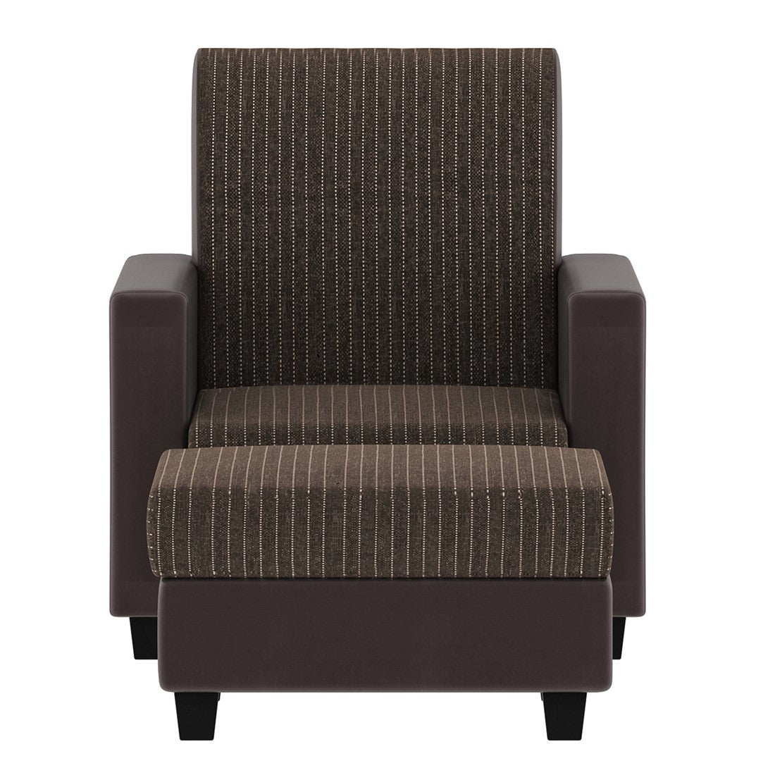 Baley Fabric Barrel Chair With Ottoman In Lama Brown Colour - Febonic Living