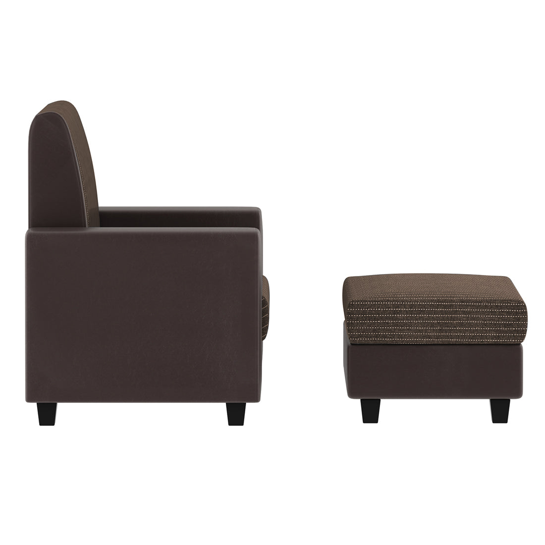 Baley Fabric Barrel Chair With Ottoman In Lama Brown Colour - Febonic Living