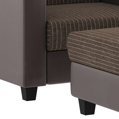 Baley Fabric Barrel Chair With Ottoman In Lama Brown Colour - Febonic Living