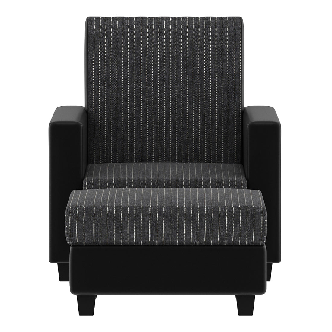 Baley Fabric Barrel Chair With Ottoman In Lama Black Colour - Febonic Living