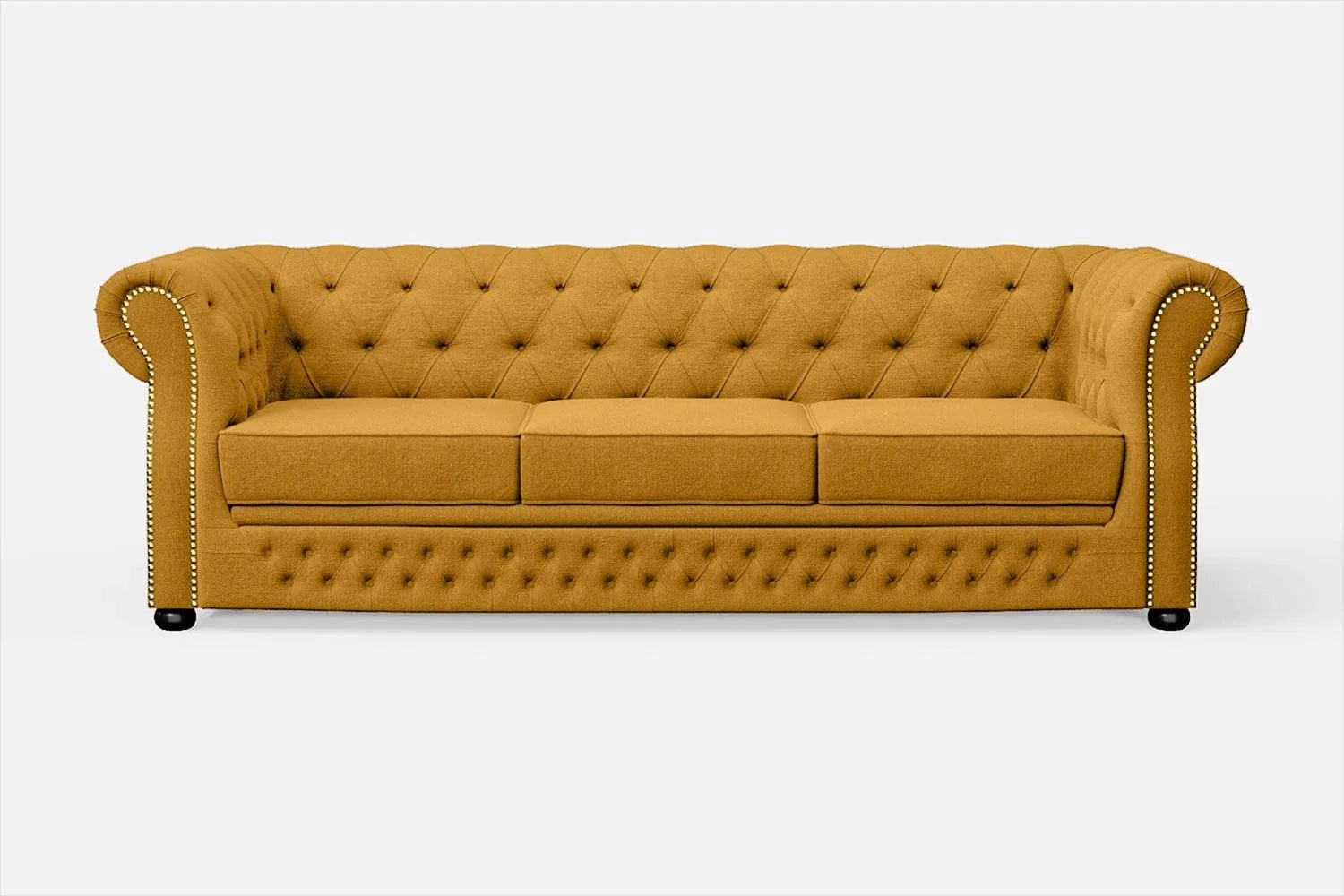 Kunno Fabric Manchester 3 Seater Sofa In Bold Yellow Colour - Febonic Living