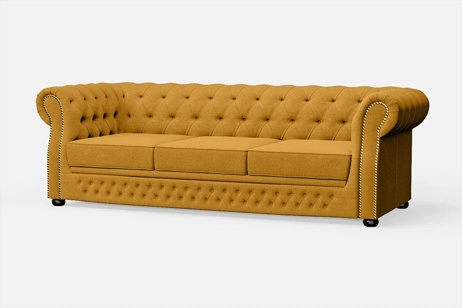 Kunno Fabric Manchester 3 Seater Sofa In Bold Yellow Colour - Febonic Living