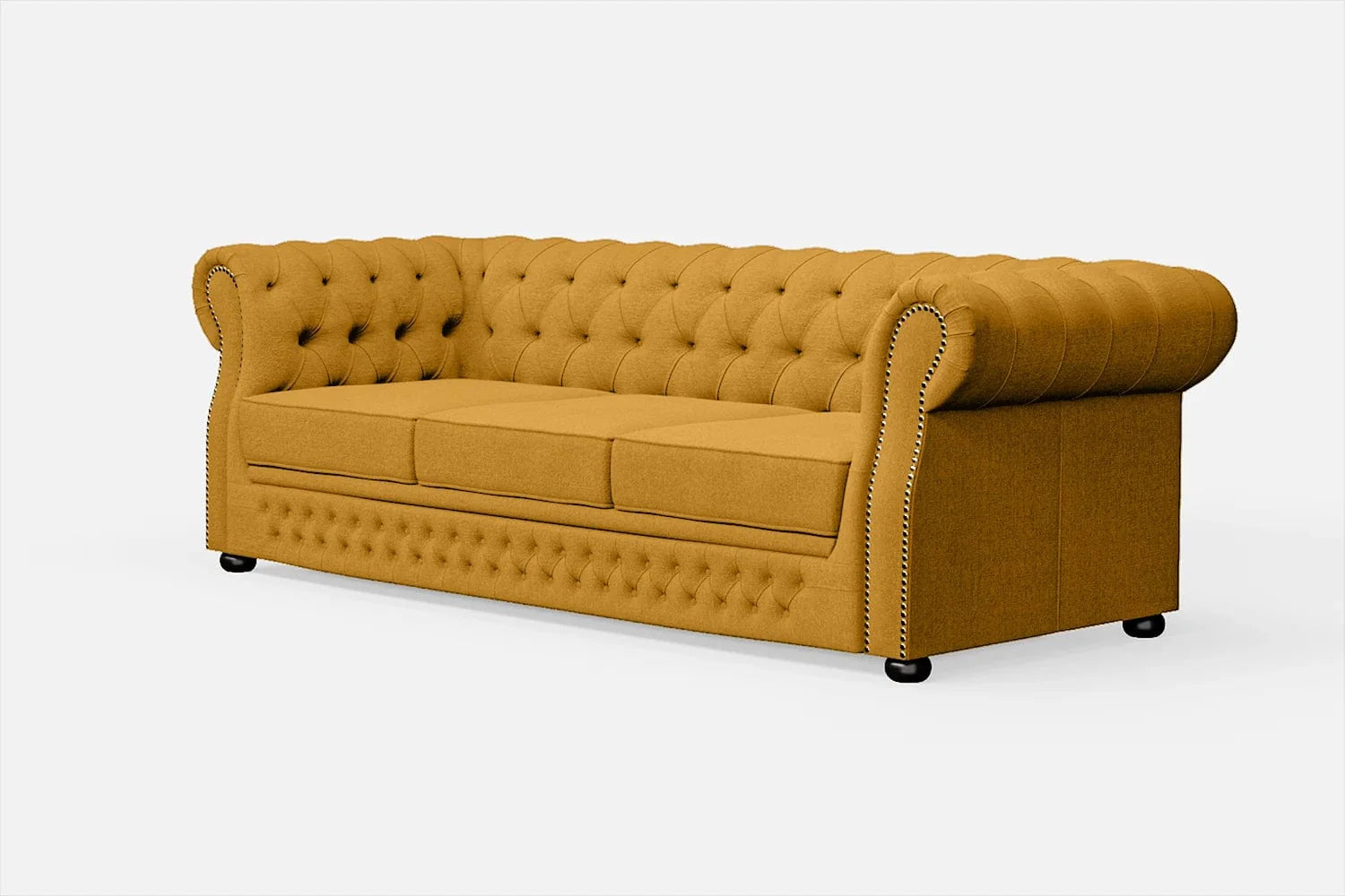 Kunno Fabric Manchester 3 Seater Sofa In Bold Yellow Colour - Febonic Living