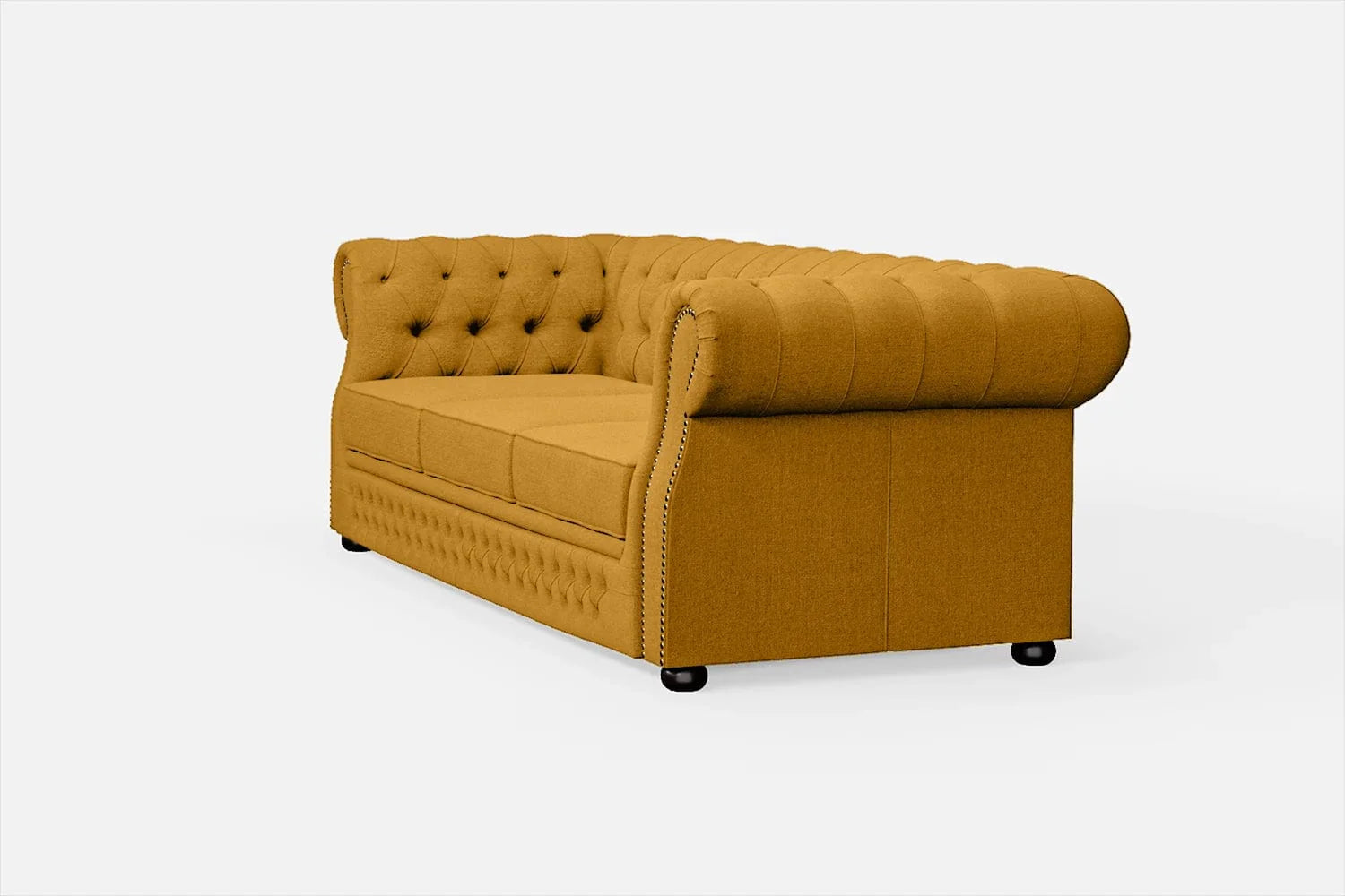 Kunno Fabric Manchester 3 Seater Sofa In Bold Yellow Colour - Febonic Living