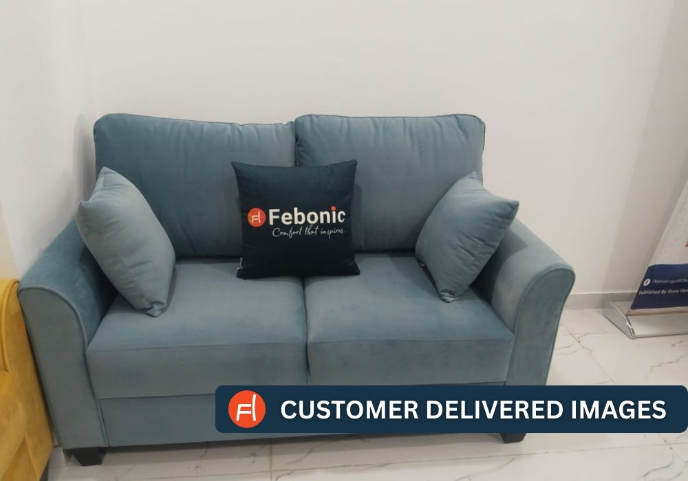 Daroo Velvet 2 Seater Sofa In Oxford Blue Colour - Febonic Living