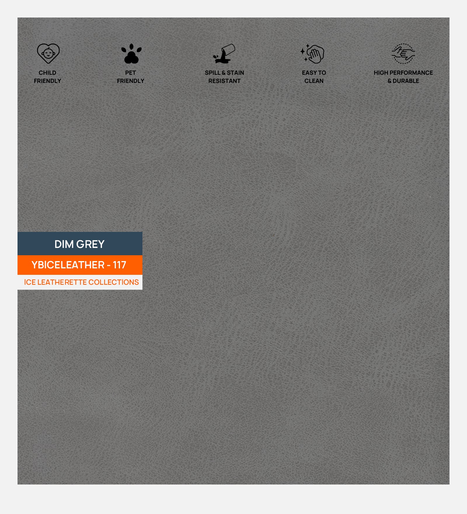 Artificial Leather Swatch Dim Grey 117 Code - Febonic Living