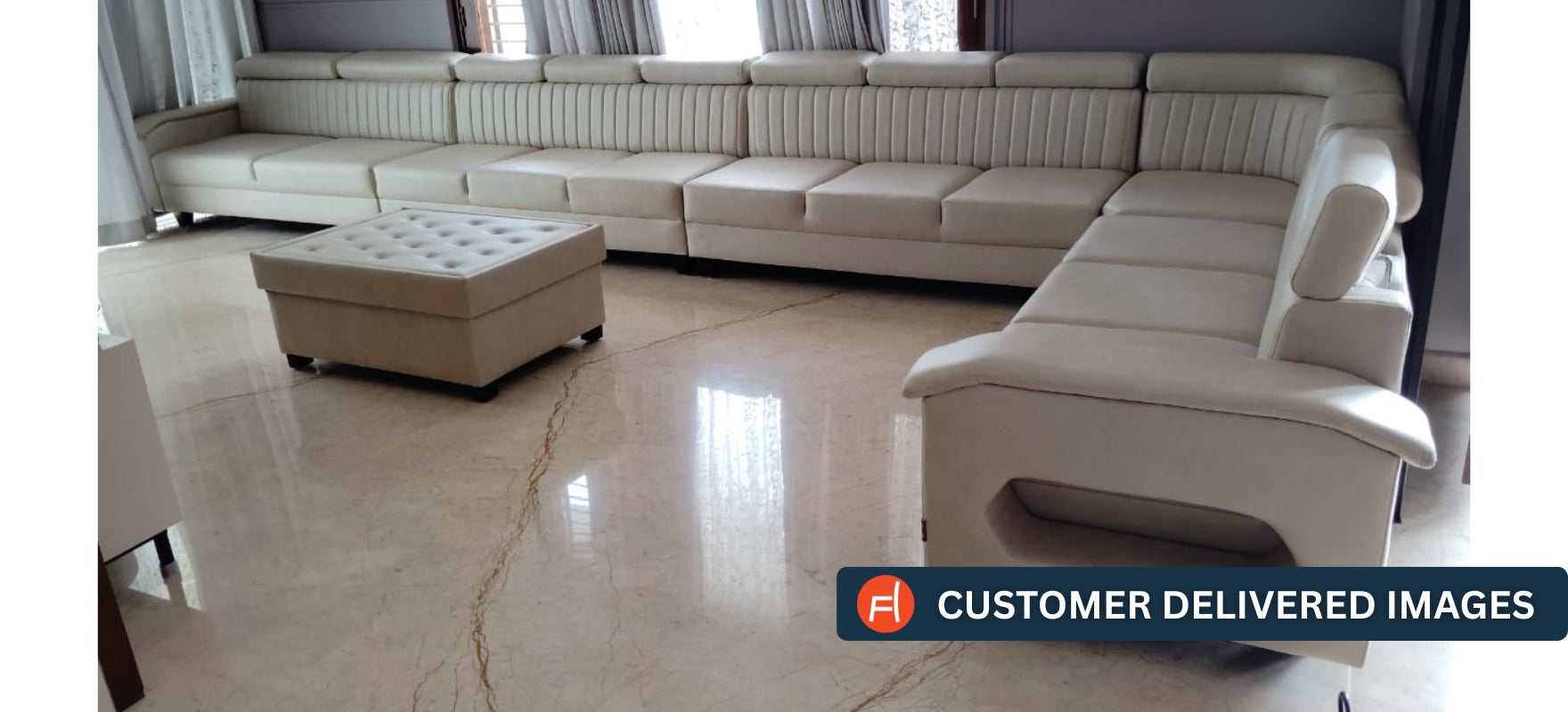 Draco Fabric 6 Seater Corner Sofa In Olive Green Colour - Febonic Living