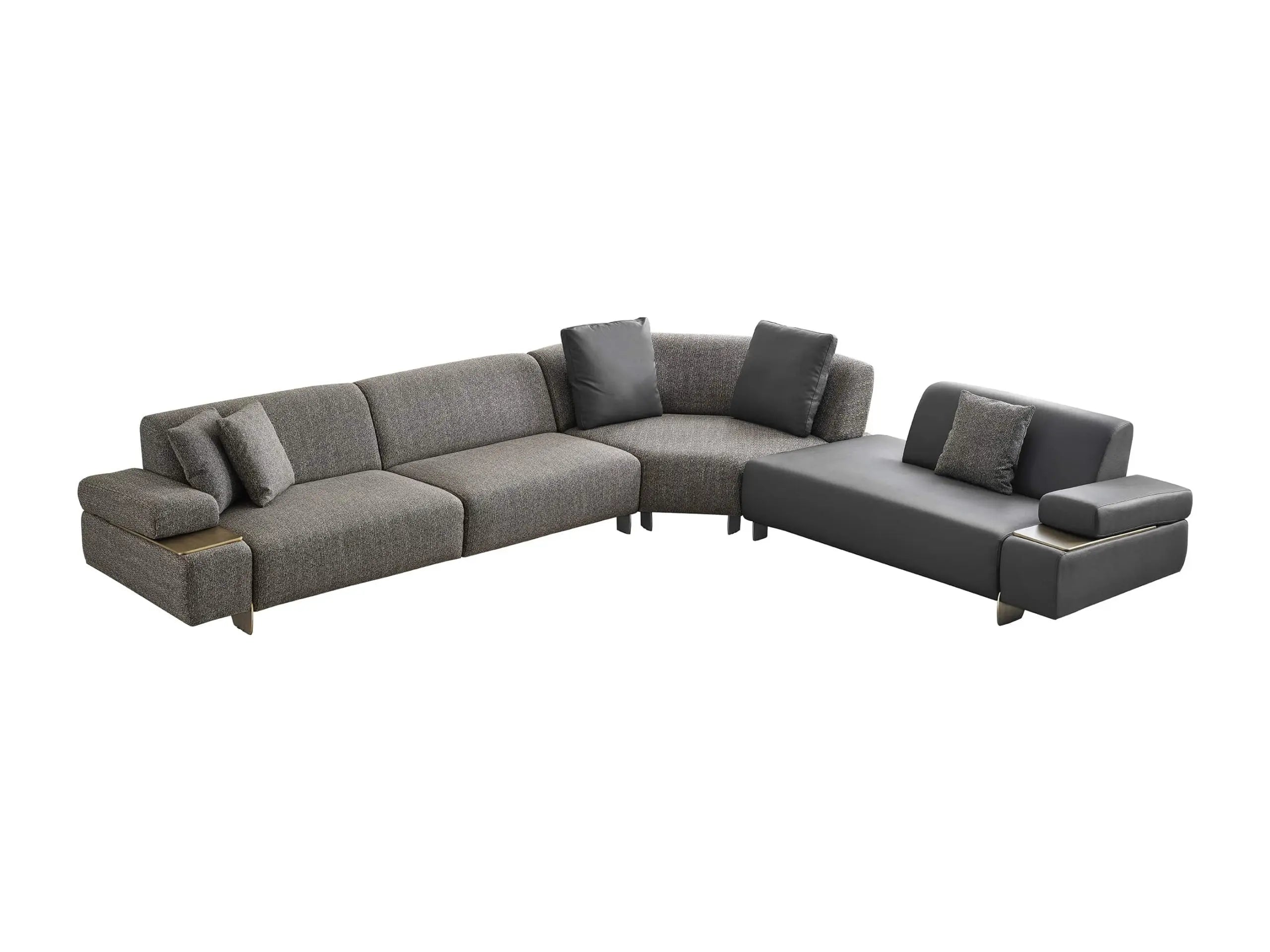 Akt Fabric 6 Seater Corner Sofa In Grey Colour Febonic Living