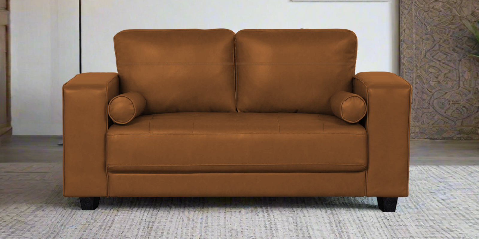 Darwin Leatherette 2 Seater Sofa In Cinnamon Brown Colour - Febonic Living