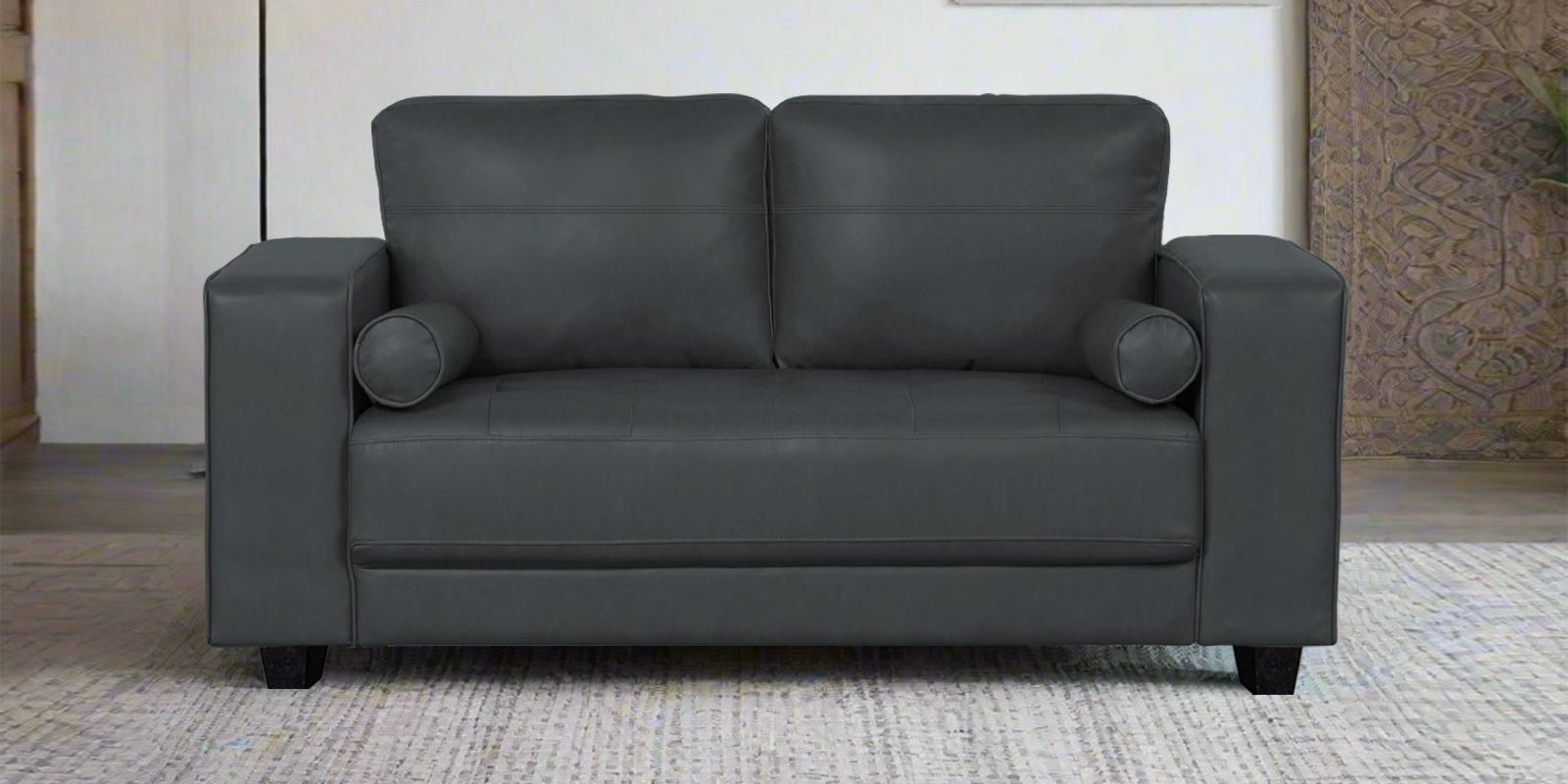 Darwin Leatherette 2 Seater Sofa In Pepper Grey Colour - Febonic Living