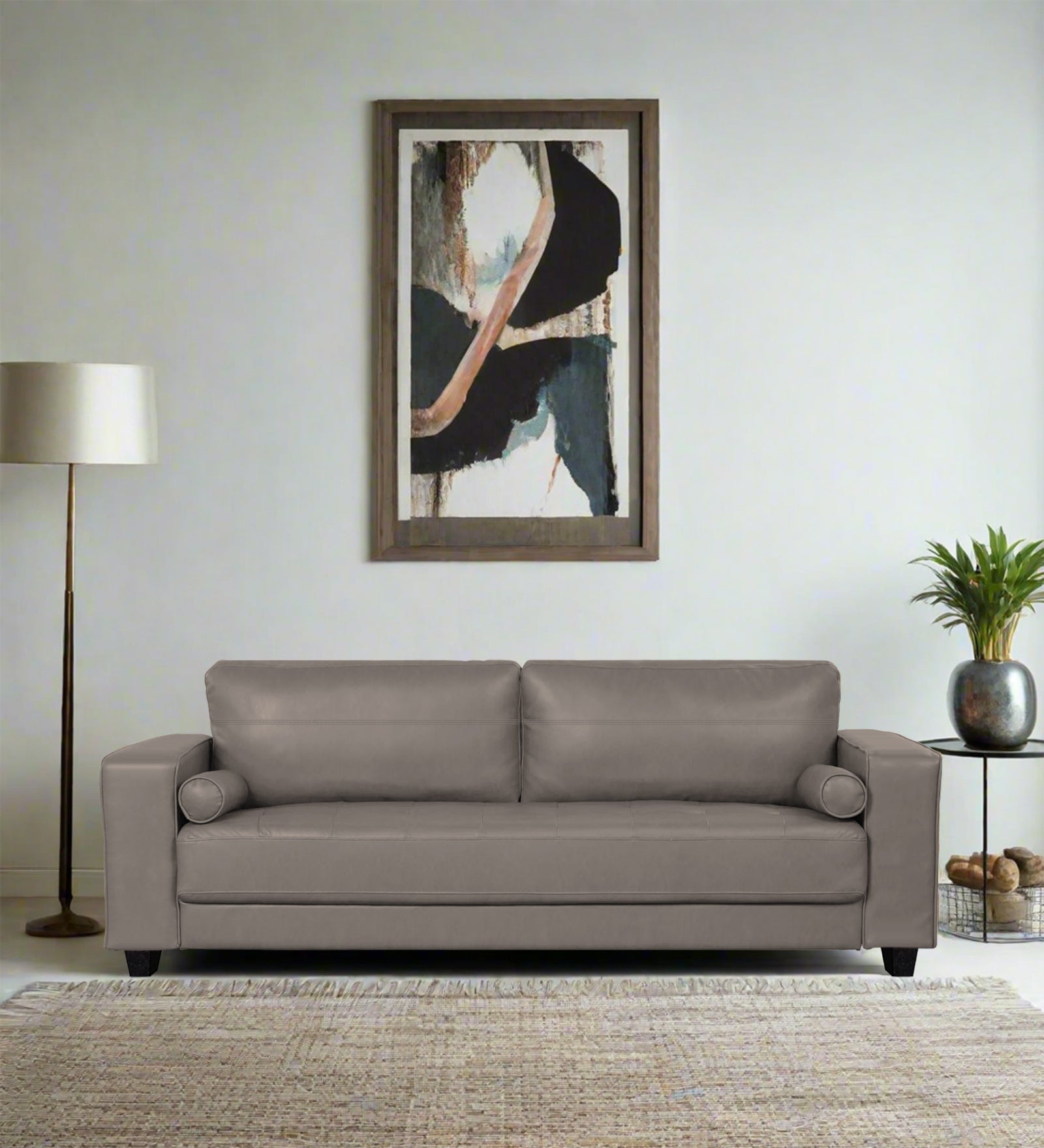Darwin Leatherette 3 Seater Sofa In Steel Grey Colour - Febonic Living