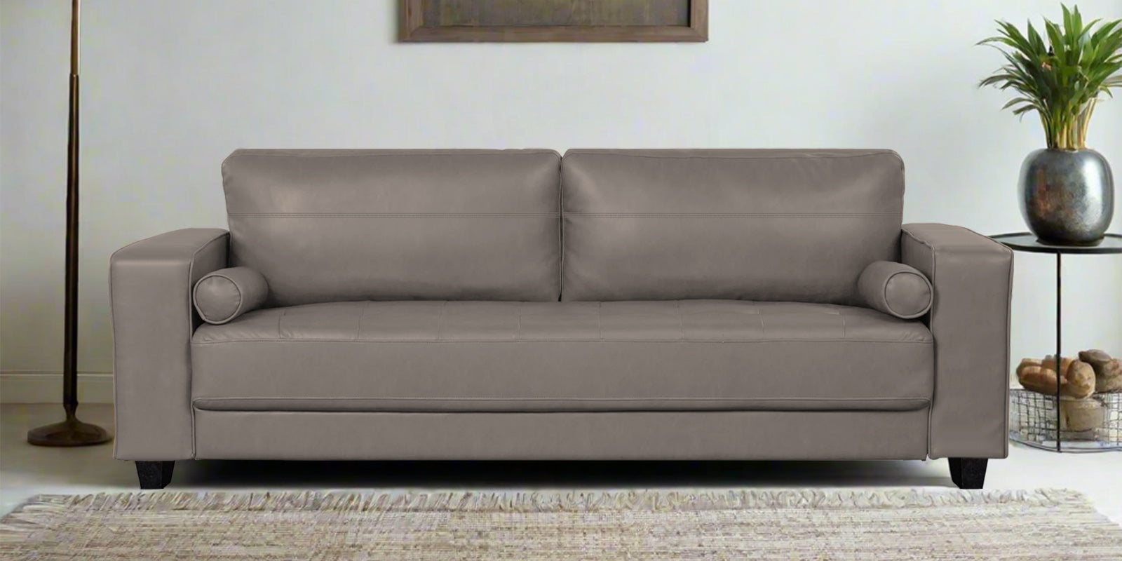 Darwin Leatherette 3 Seater Sofa In Steel Grey Colour - Febonic Living