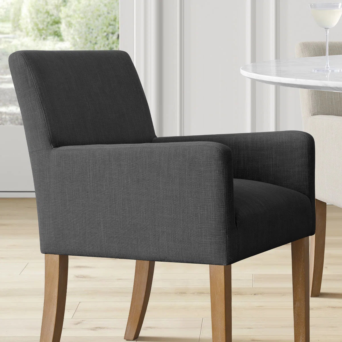 Dante Fabric Dining Chair In Chalk Grey Colour (Set of 2)