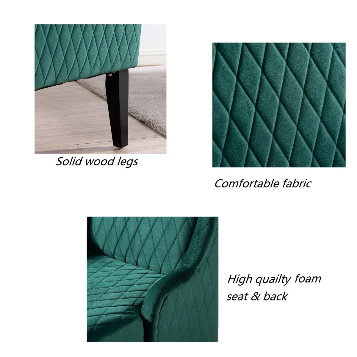 Devon Quilted Accent Chair in Teal Green Colour