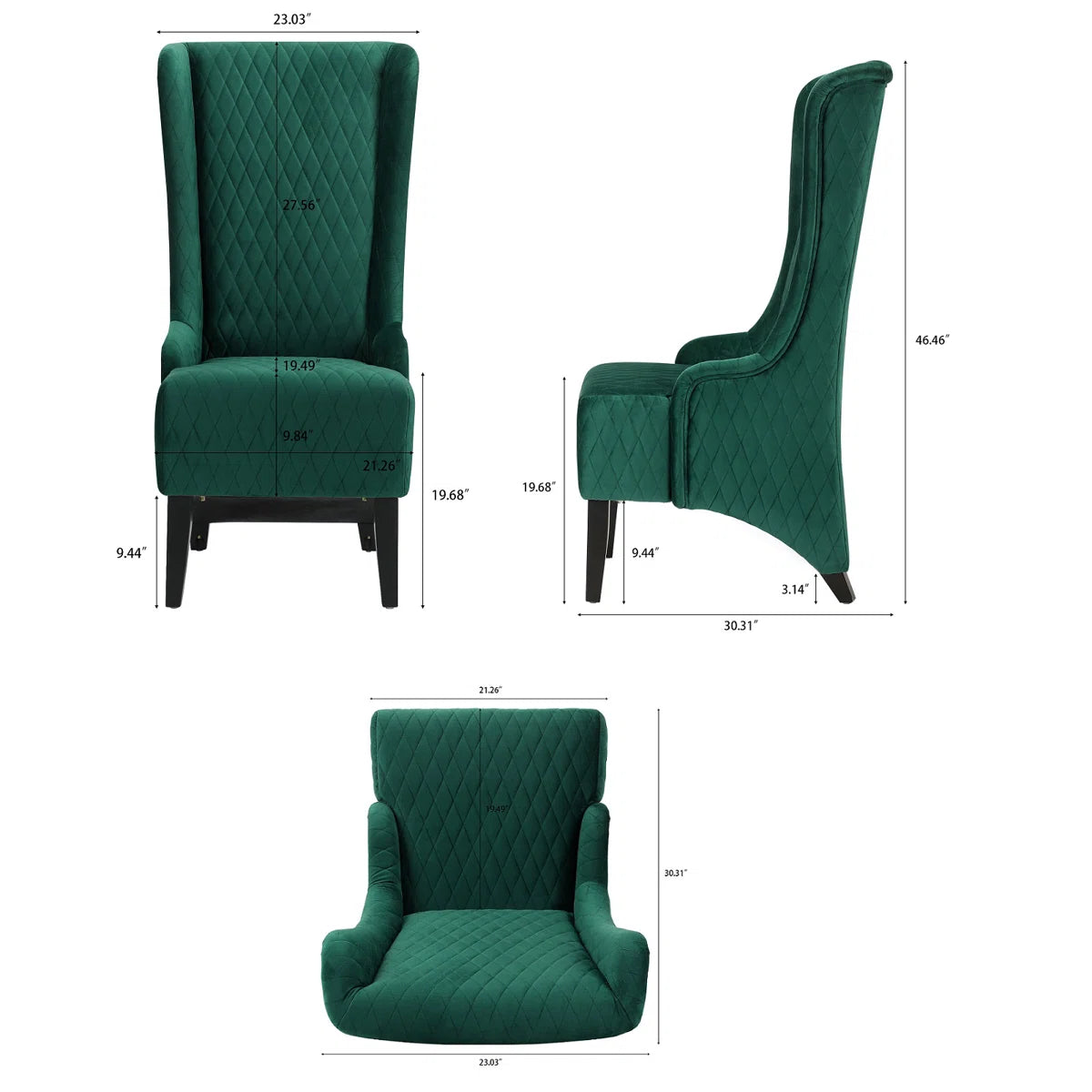 Devon Quilted Accent Chair in Teal Green Colour