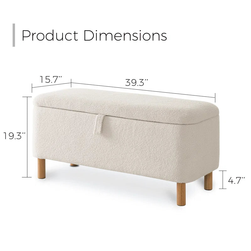 Daya Boucle Fabric Ottoman In Bright White Colour With Storage - Febonic Living