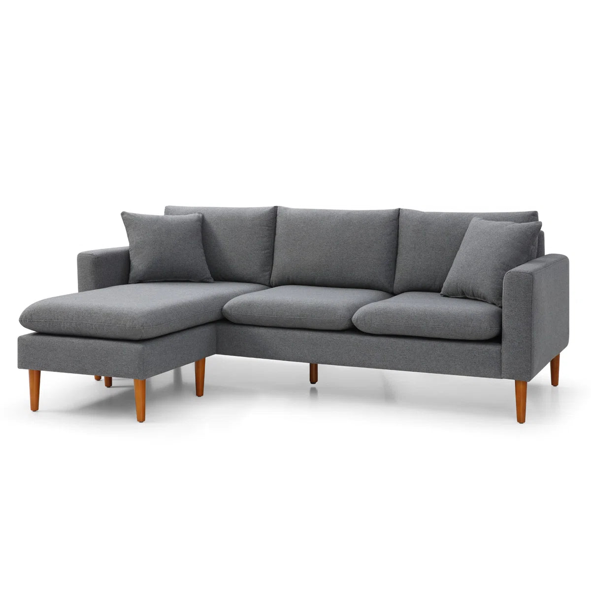 Declan Fabric RHS Sectional Sofa (2+Lounger) In Nimbus Grey Colour