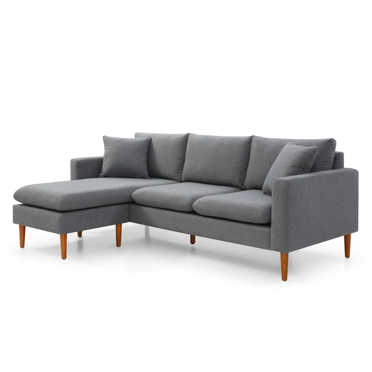 Declan Fabric RHS Sectional Sofa (2+Lounger) In Nimbus Grey Colour