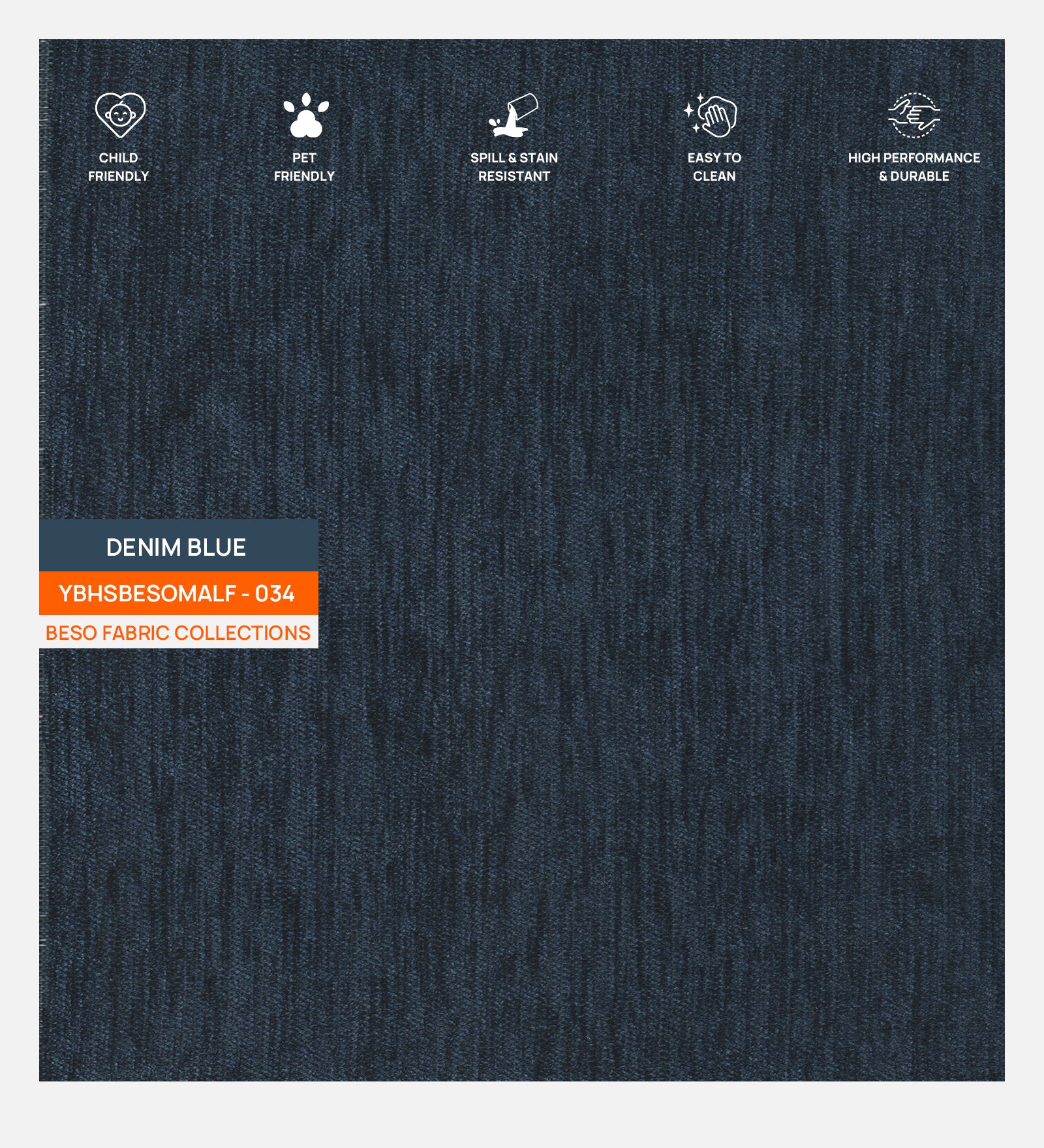 Panas Fabric Wing Chair In Denim Blue Colour - Febonic Living