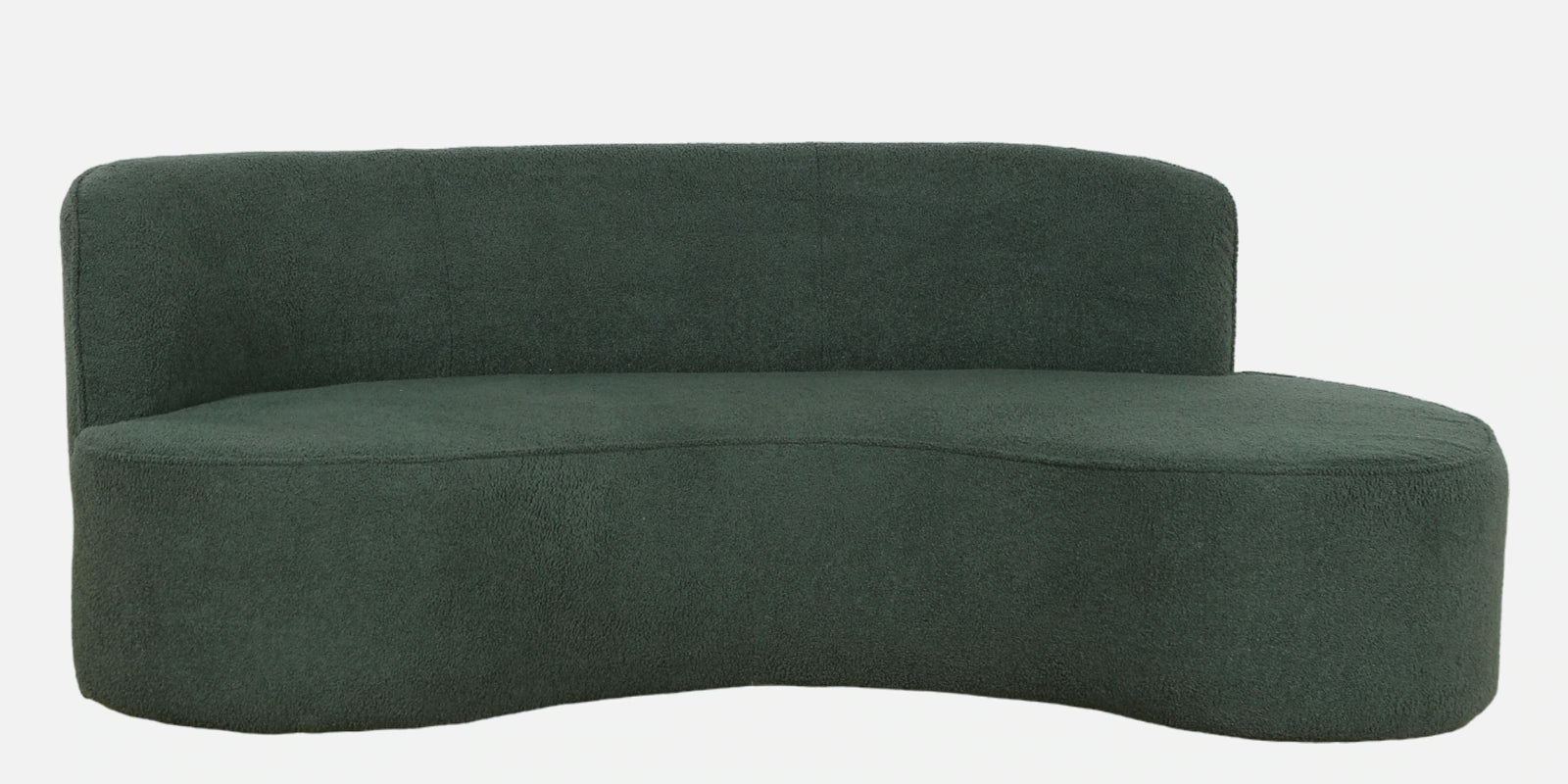 Denor Boucle Fabric 3 Seater Curved Sofa In Hunter Green Colour