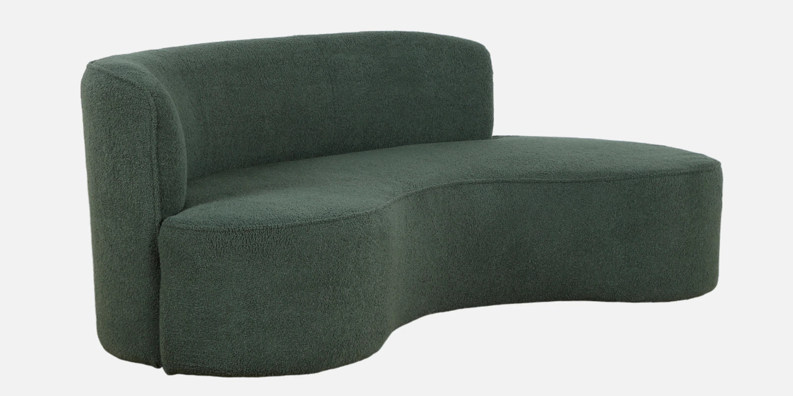 Denor Boucle Fabric 3 Seater Curved Sofa In Hunter Green Colour