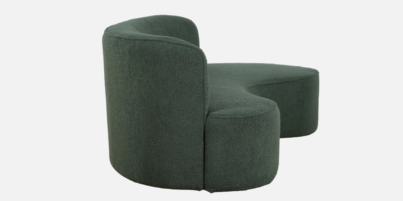 Denor Boucle Fabric 3 Seater Curved Sofa In Hunter Green Colour