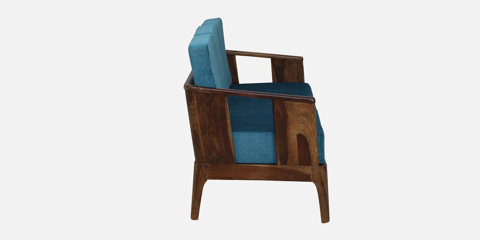 Bano Sheesham Wood 3 Seater Sofa In Blue Colour - Febonic Living